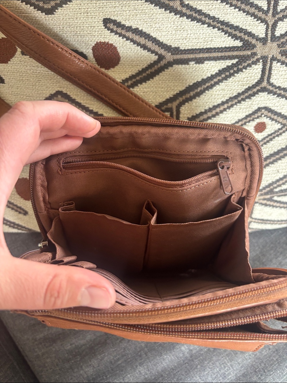 Fossil Brown Leather Crossbody Organizer Bag - Picture 2 of 4
